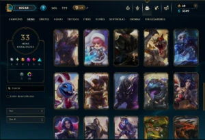 Platina 1 com 75 Champs e 33 Skins ( ADC / SUP ) - League of Legends LOL