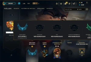 Platina 1 com 75 Champs e 33 Skins ( ADC / SUP ) - League of Legends LOL