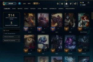 Platina 1 com 75 Champs e 33 Skins ( ADC / SUP ) - League of Legends LOL