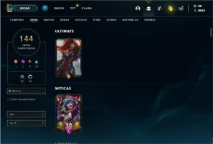 Conta prata 4 com TODOS os champs e 144 Skins - League of Legends LOL