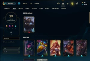 Conta Ferro 1 com 84 Champs e 39 Skins - League of Legends LOL