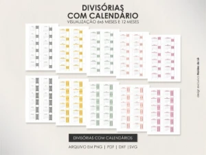 Divisórias Com Abas E Calendários 2026 - Arquivo Digital
