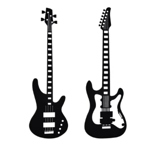 Kit 2 Quadros Guitarras em MDF Preto para Parede - Artesanato e Personalizados