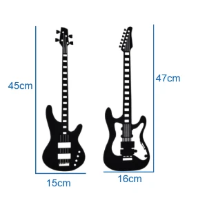 Kit 2 Quadros Guitarras em MDF Preto para Parede - Artesanato e Personalizados