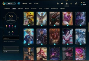 Conta ouro 4 com 120 Champs e 53 Skins - League of Legends LOL