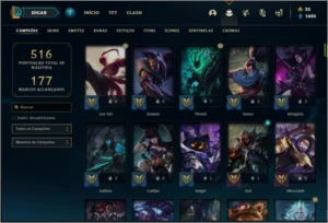 Conta platina 4 com 145 champs e 75 skins - League of Legends LOL