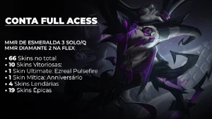 LOL Full Access - MMR Esmeralda soloq/Dima Flex; Skins e+! - League of Legends