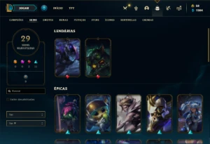 Conta ouro 4 com 50 Champs e 29 Skins - League of Legends LOL