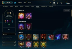 Conta prata 4 com 90 Champs e 57 Skins + Prestigio da LUX - League of Legends LOL