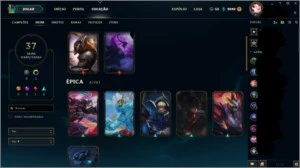 Conta GOLD IV com 78 Campeões, 37 skins e com borda gold!!! - League of Legends LOL