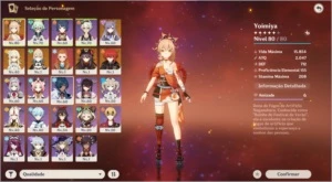 AR45 Hutão, Yoimiya, Diluc, Keqing e Jean - Genshin Impact