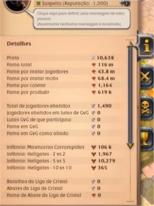V. conta albion, 116M fama total ( com email ) - Albion Online