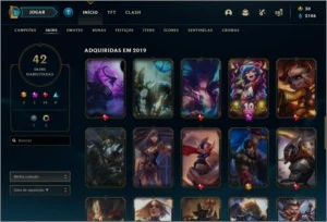 Conta com 77 campeões e 42 skins - League of Legends LOL