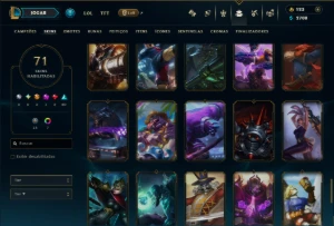 Ouro 4 com 150 Champs e 71 Skins +1 Prestigio da Riven - League of Legends LOL