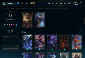 Ouro 4 com 150 Champs e 71 Skins +1 Prestigio da Riven - League of Legends LOL