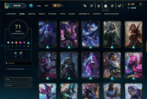 Ouro 4 com 150 Champs e 71 Skins +1 Prestigio da Riven - League of Legends LOL
