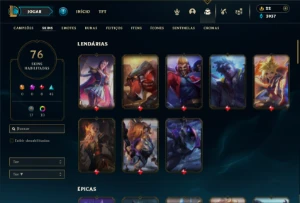 Ouro 4 com 140 Champs e 76 Skins - League of Legends LOL