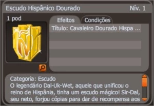 Escudo Hispanico Dourado - Servidor Spiritia ( Muito RARO ) - Dofus