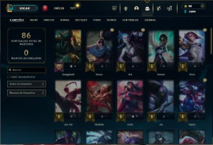 Esmeralda 4 com 50 Champs e 25 Skins + Annie Hextec - League of Legends LOL