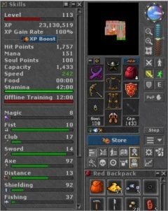 TIBIA RP 145+EK 113 GLADERA SEM RK 1kk,200 skills 100+