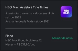 Conta anual hbo max valida até 14 de setembro de 2022 - Assinaturas e Premium
