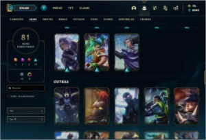 Conta platina 1 com 116 champs e 81 skins ( MAIN TOP ) - League of Legends LOL