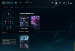 Conta ouro 2 com 73 Champs e 31 Skins + KAYLE JUIZA RARA - League of Legends LOL