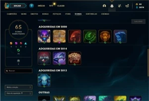 Conta ouro 2 com 73 Champs e 31 Skins + KAYLE JUIZA RARA - League of Legends LOL
