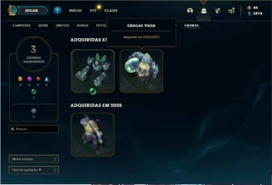 Conta ouro 2 com 73 Champs e 31 Skins + KAYLE JUIZA RARA - League of Legends LOL
