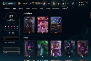 Platina 1 com 150 Champs e 87 Skins - League of Legends LOL