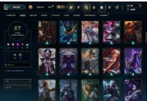 Platina 1 com 150 Champs e 87 Skins - League of Legends LOL