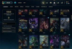 Conta bronze 1 com 90  Champs e 52 Skins + 4 Fragmentos - League of Legends LOL