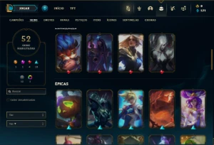 Conta bronze 1 com 90  Champs e 52 Skins + 4 Fragmentos - League of Legends LOL