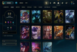 Conta bronze 1 com 90  Champs e 52 Skins + 4 Fragmentos - League of Legends LOL