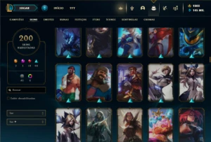 Unranked com TODOS os champs e 200 Skins ( TOP / ADC ) - League of Legends LOL