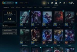 Unranked com TODOS os champs e 200 Skins ( TOP / ADC ) - League of Legends LOL