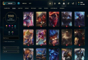 Unranked com TODOS os champs e 200 Skins ( TOP / ADC ) - League of Legends LOL