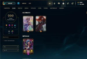 Unranked com TODOS os champs e 200 Skins ( TOP / ADC ) - League of Legends LOL