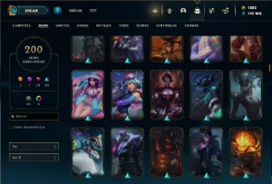 Unranked com TODOS os champs e 200 Skins ( TOP / ADC ) - League of Legends LOL