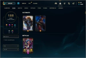 Conta ouro 2 com 150 champs e 188 skins ( MAIN JG ) - League of Legends LOL