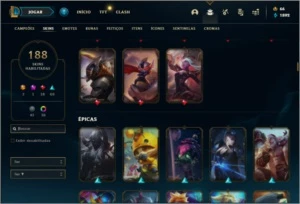 Conta ouro 2 com 150 champs e 188 skins ( MAIN JG ) - League of Legends LOL