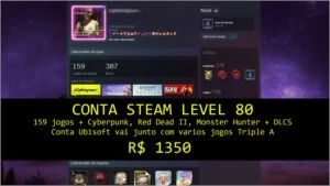 Conta Steam level80,159 Jogos+Uplay 15Jogos, Cyberpunk 2077!