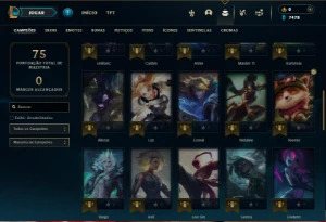 Diamante 4 e Diamante 2 (Flex) com 50 Champs e 12 Skins - League of Legends LOL