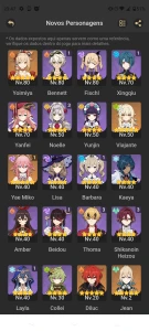 Vendo pack de contas de genshin (11 contas) - Genshin Impact
