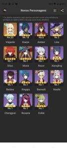 Vendo pack de contas de genshin (11 contas) - Genshin Impact