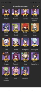 Vendo pack de contas de genshin (11 contas) - Genshin Impact