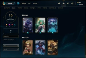 Conta ouro 4 com 10 skins e 41 champs - League of Legends LOL
