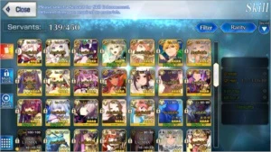 CONTA FATE GRAND ORDER NA LVL 140 12SSR + 26SR