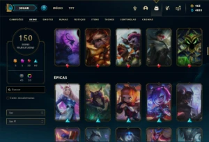 Conta prata 3 com 85 Champs e 150 Skins ( MAIN SUP / ADC ) - League of Legends LOL