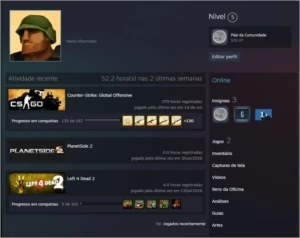 Conta Steam CSGO, Prime, medalhas 5 anos, 2020 e inventario - Counter Strike